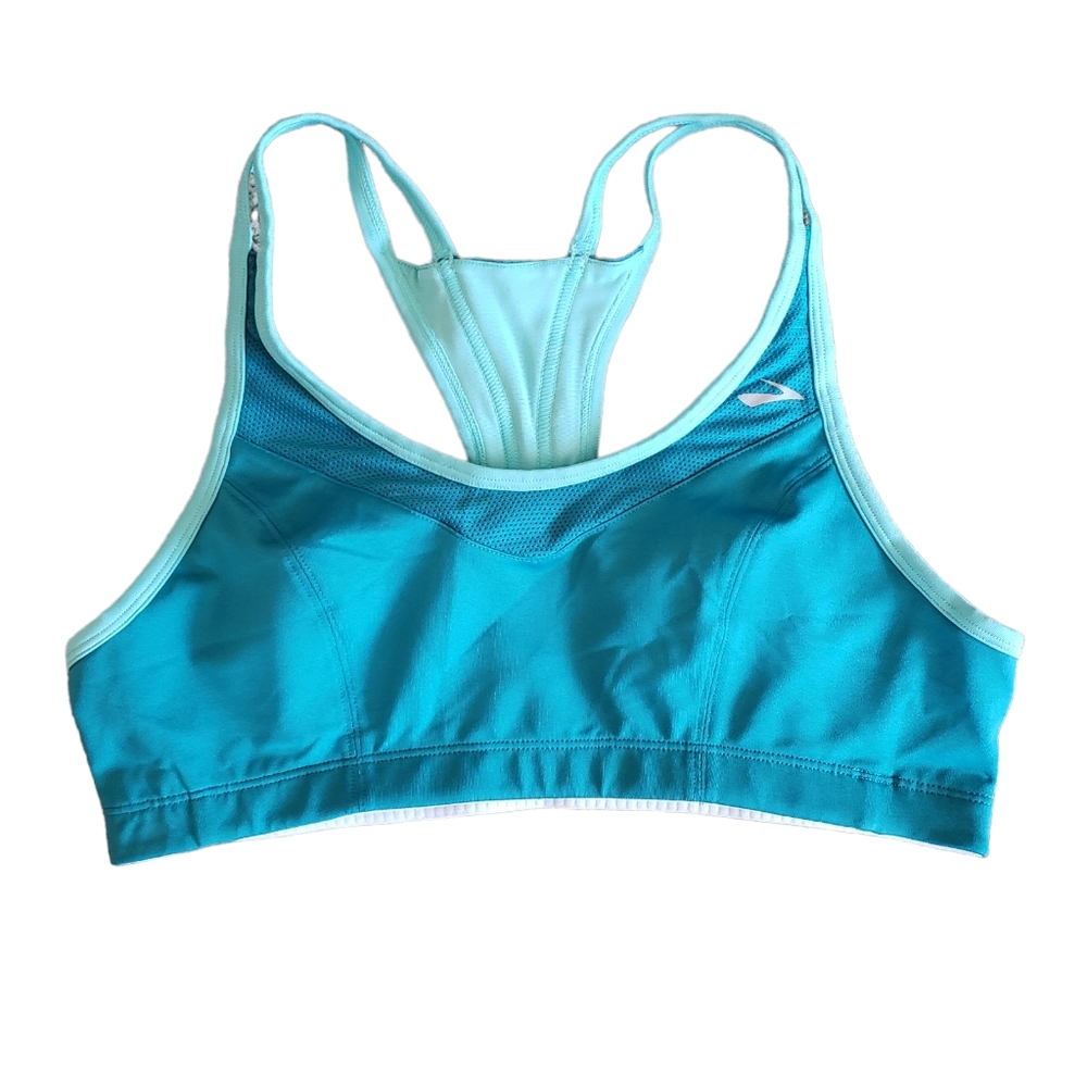 Brooks Running Sports Bra Racerback Women's Size Large Turquoise Blue